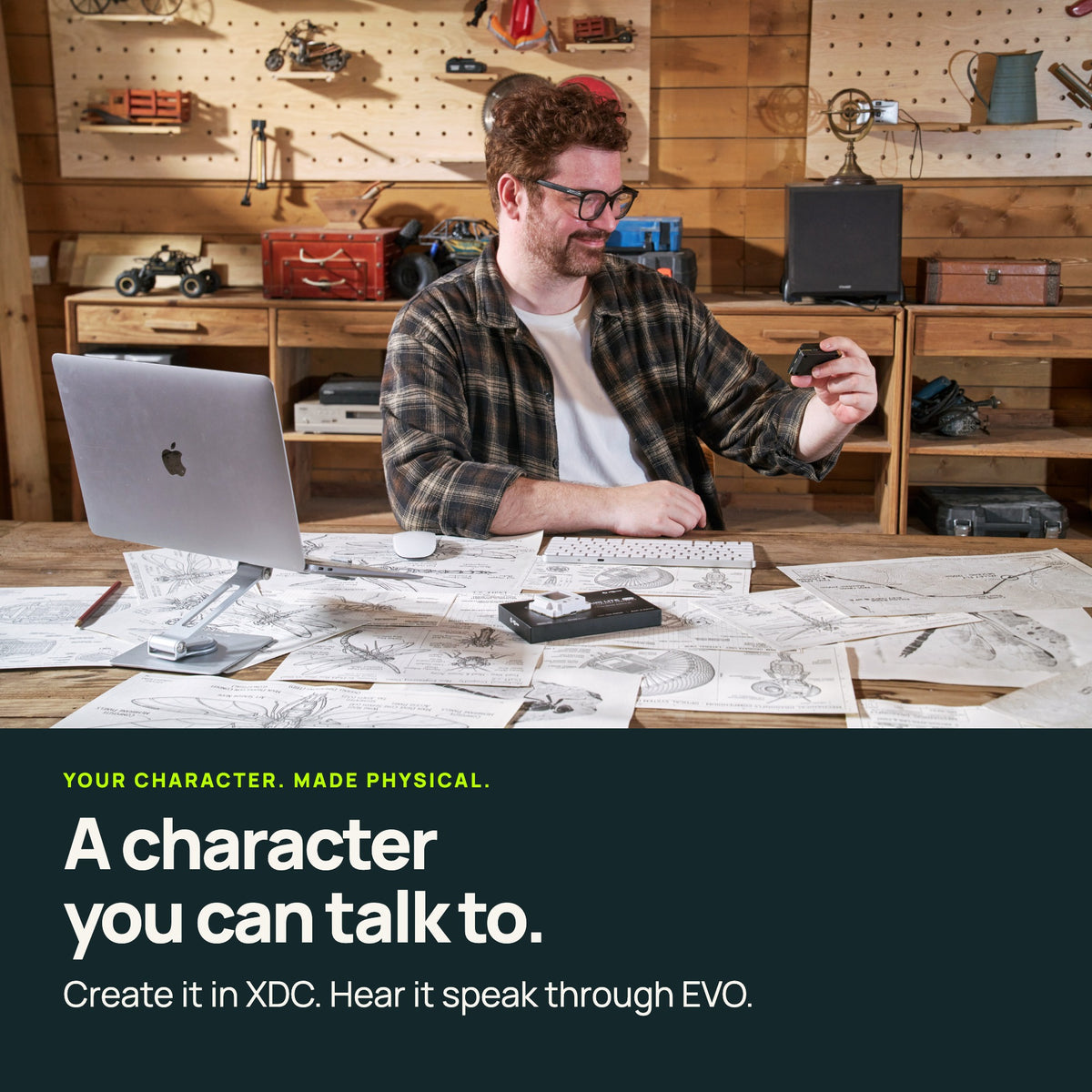 A character you can talk to — create it in XDC and hear it through EVO