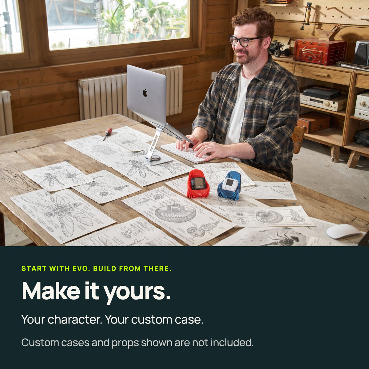 Make it yours: EVO shown in custom cases, which are not included