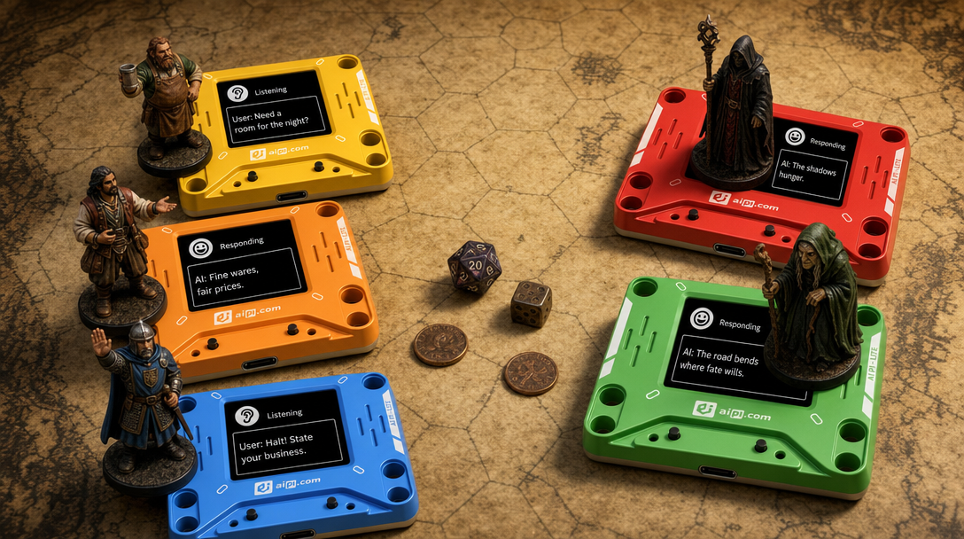 One device per NPC — AIPI Lite kit on a battle map