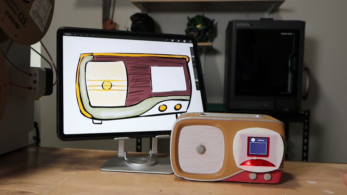 A retro radio designed, printed, and brought to life with an AIPI Lite inside. @3Digiprints