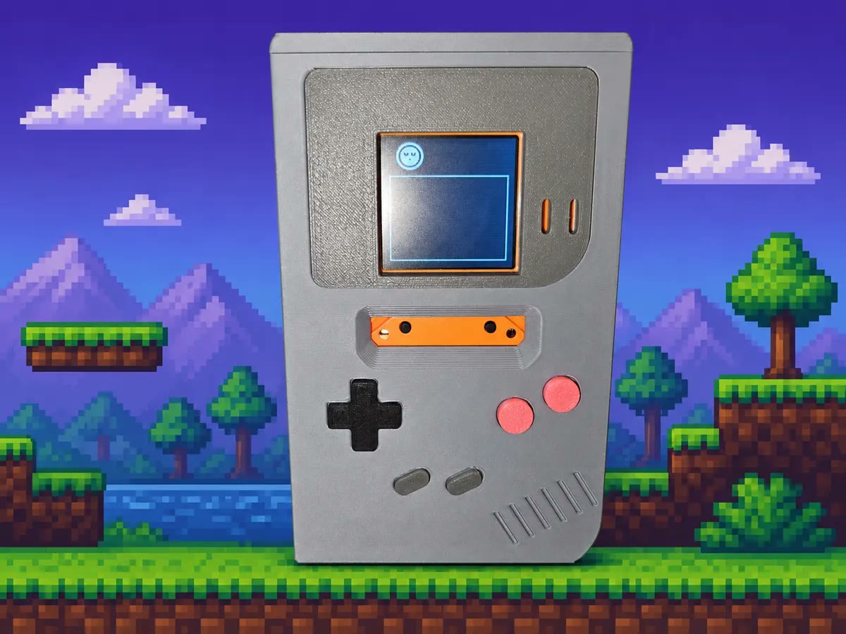 A Game Boy-style desk stand that turns AIPI Lite into the screen. @NoProblem