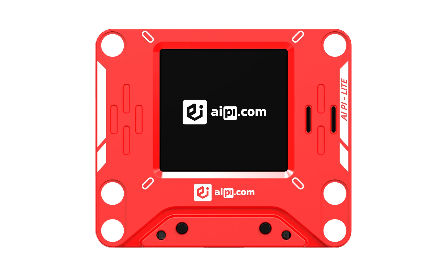 Official red AIPI Lite device shown on a technical lab board