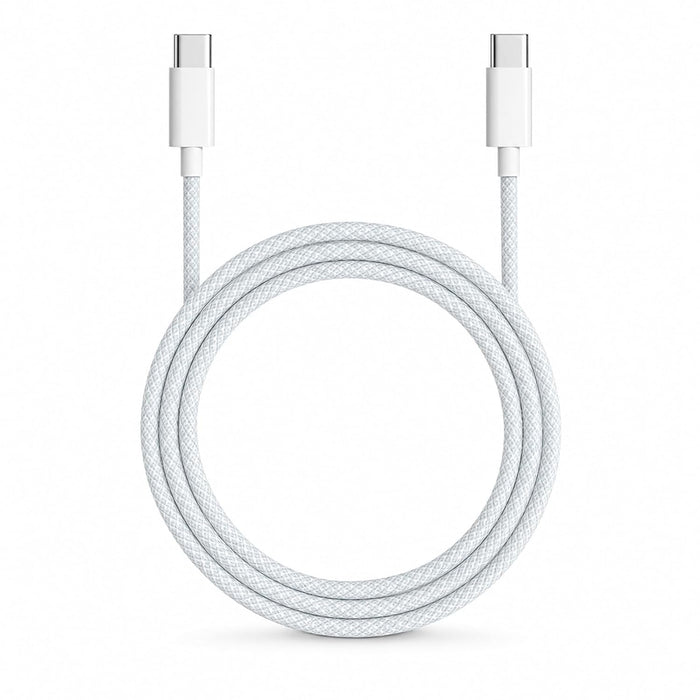 White braided AIPI USB-C to USB-C cable